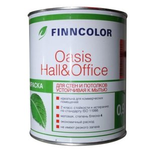 Краска для стен и потолков Oasis Hall&Office (Оазис Хол и Офис), База С 0.9 л., белый Finncolor (Финколор)