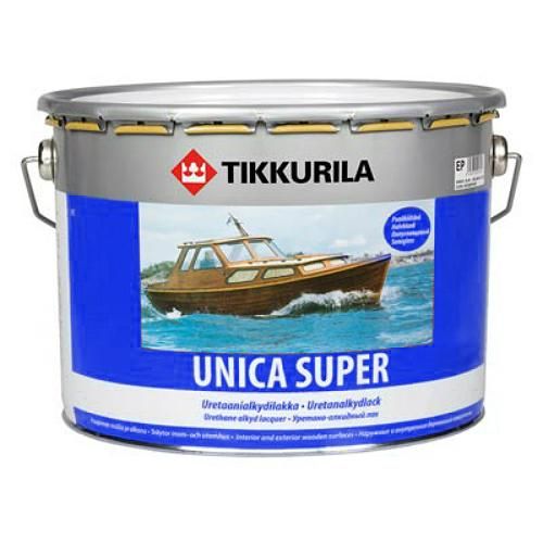 Лак глянцевый Unica super (Уника Супер), 9 л., синий, глянцевыйTikkurila (Тиккурила)