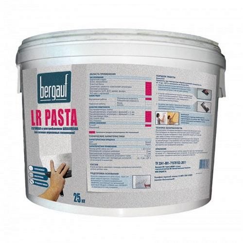 Шпатлёвка готовая финишная Lr pasta 25 кг, белая, Bergauf (Бергауф)